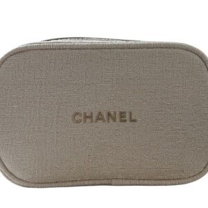 Chanel Makeup Bag Beige Holiday Fabric Cosmetic Bag Pouch Amazing New